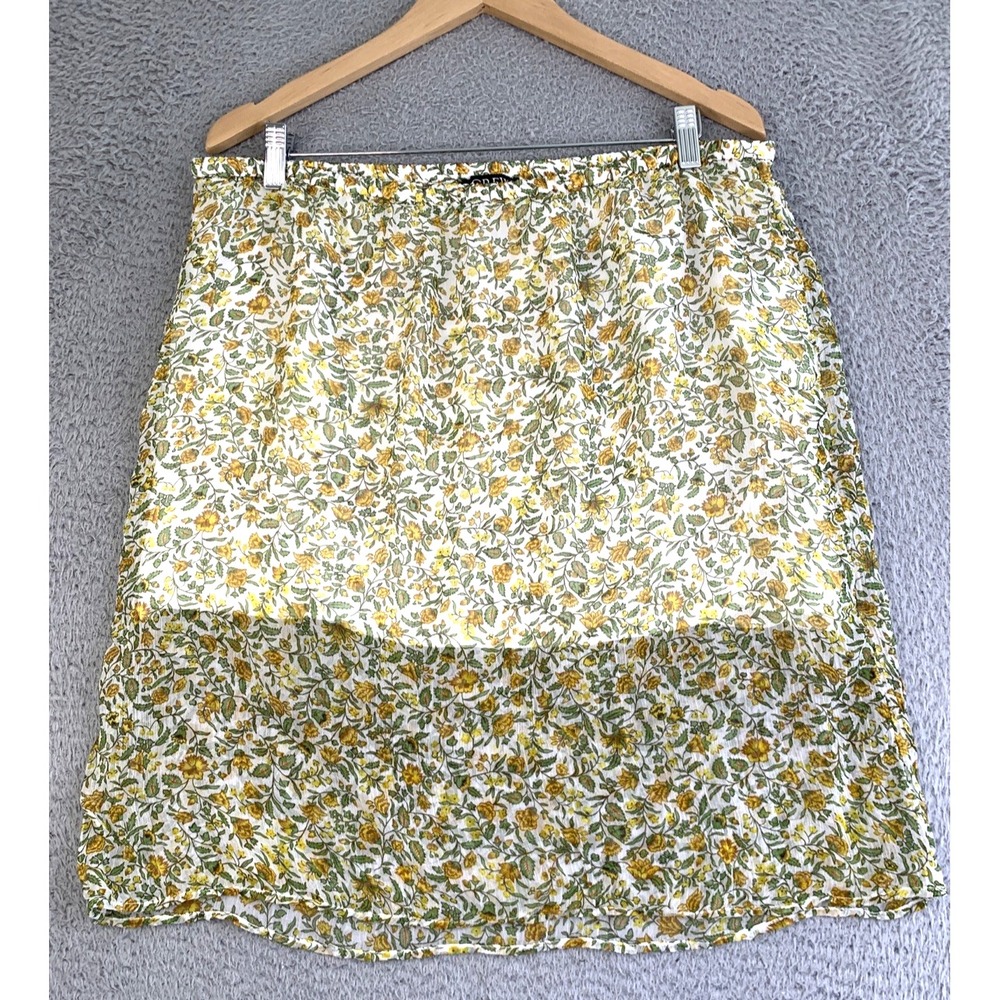 J. Crew Skirt Womens Size Large Ivory Multi Color Sheer Lined Casual Pull On